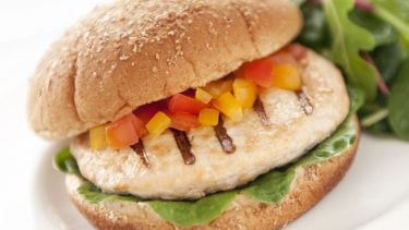 Spiced-up baked chicken burgers
