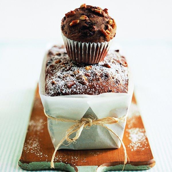 Chocolate-chunk loaf and muffins