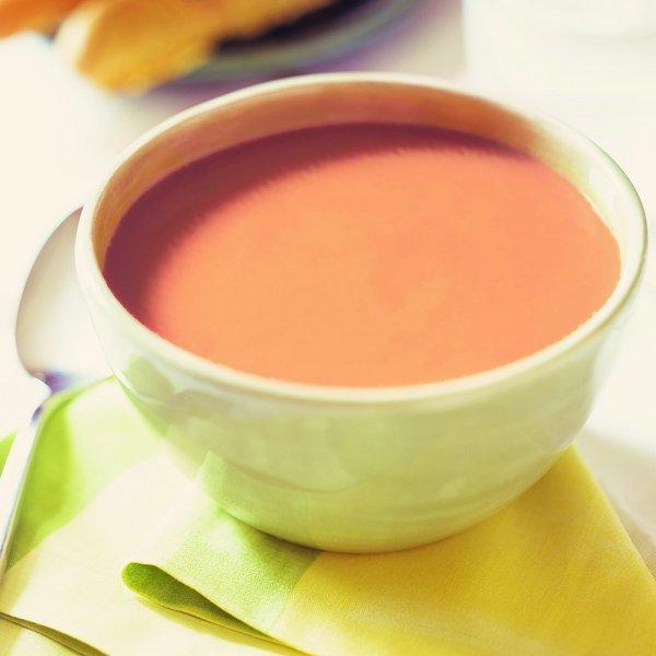 Chilled cantaloupe & strawberry soup