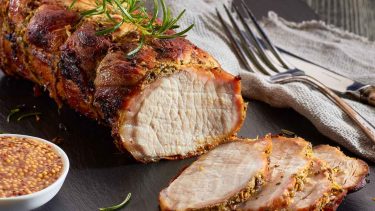 pork loin roast topped with rosemary
