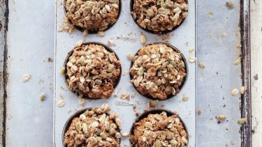 Double pumpkin streusel muffins recipe in muffin tin
