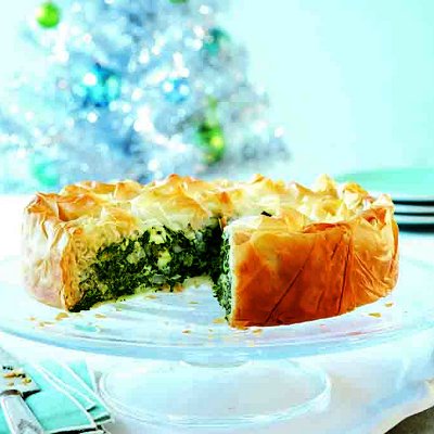 Spinach and feta phyllo tart