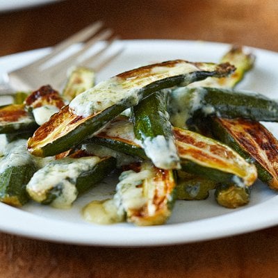 Baby zucchini with blue cheese
