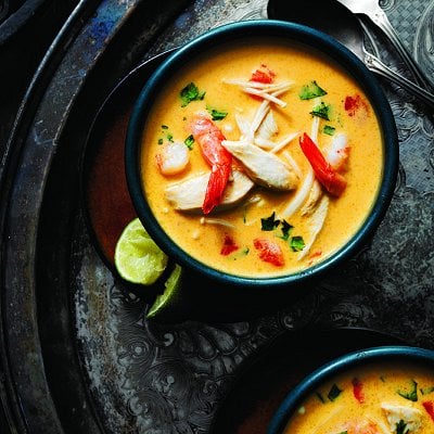 Classic tom yum soup with chicken and shrimp