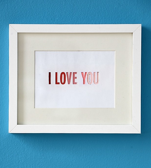 Paint chip craft project DIY I love you wall art