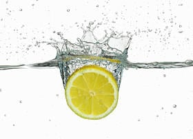 lemon, water, splash