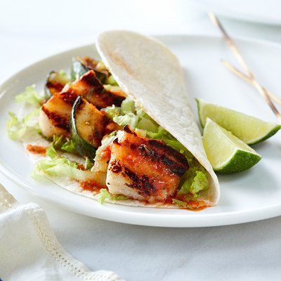 Halibut and zucchini soft tacos