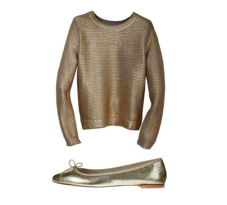 Metallic sweater and shoes, H&M