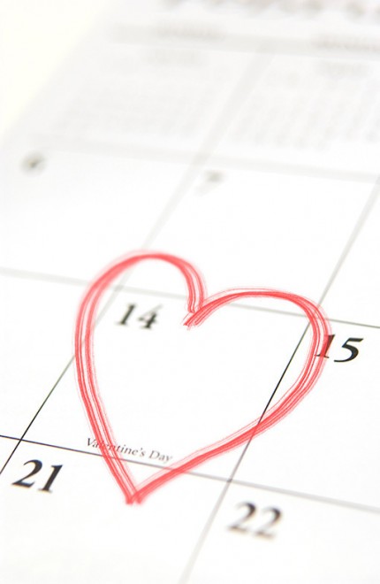 Valentine's Day calendar Feb 14 date