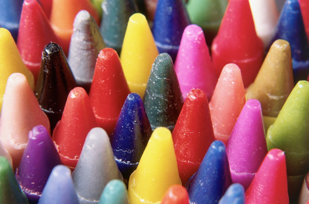 birghtly coloured crayons