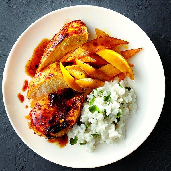Tropical fruit and spice chicken