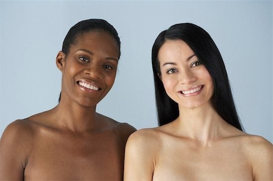 Two women with bare shoulders