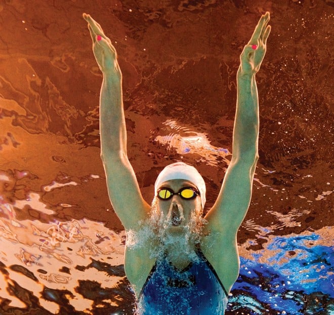 Annamay Pierse swimming breaststroke in pool