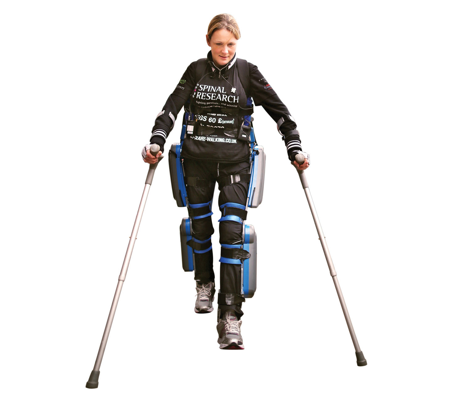 Woman walking in bionic suit, robot suit