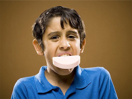 Boy with soap in his mouth