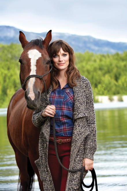 BC, lake, horse, horseback riding, model with horse
