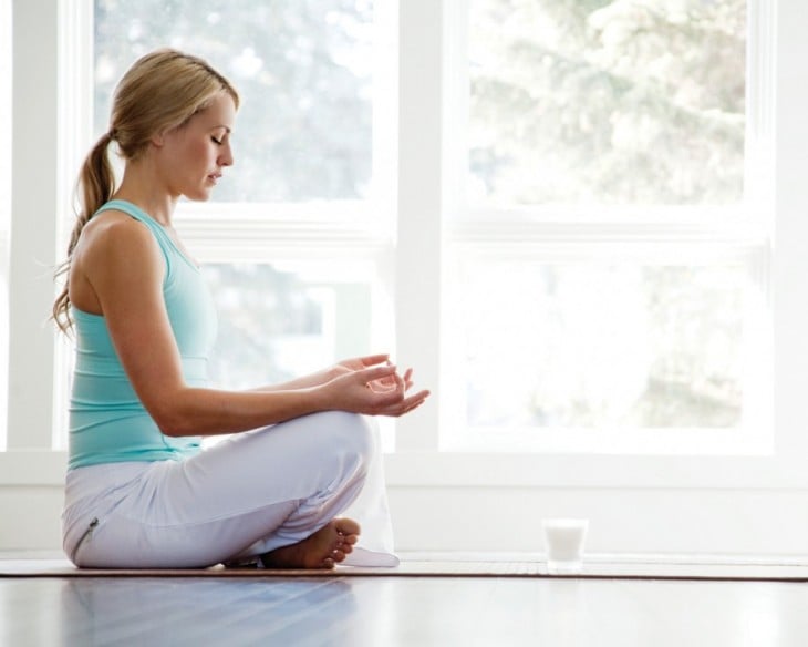 woman meditation, meditating on mat