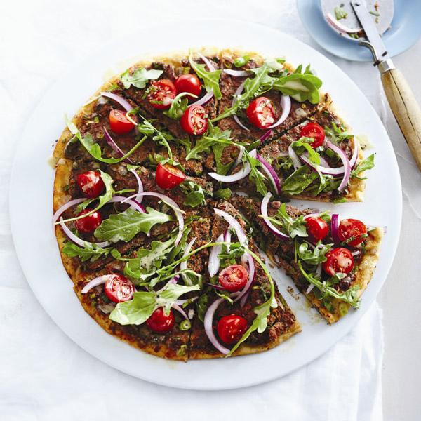 Middle Eastern lamb pizza