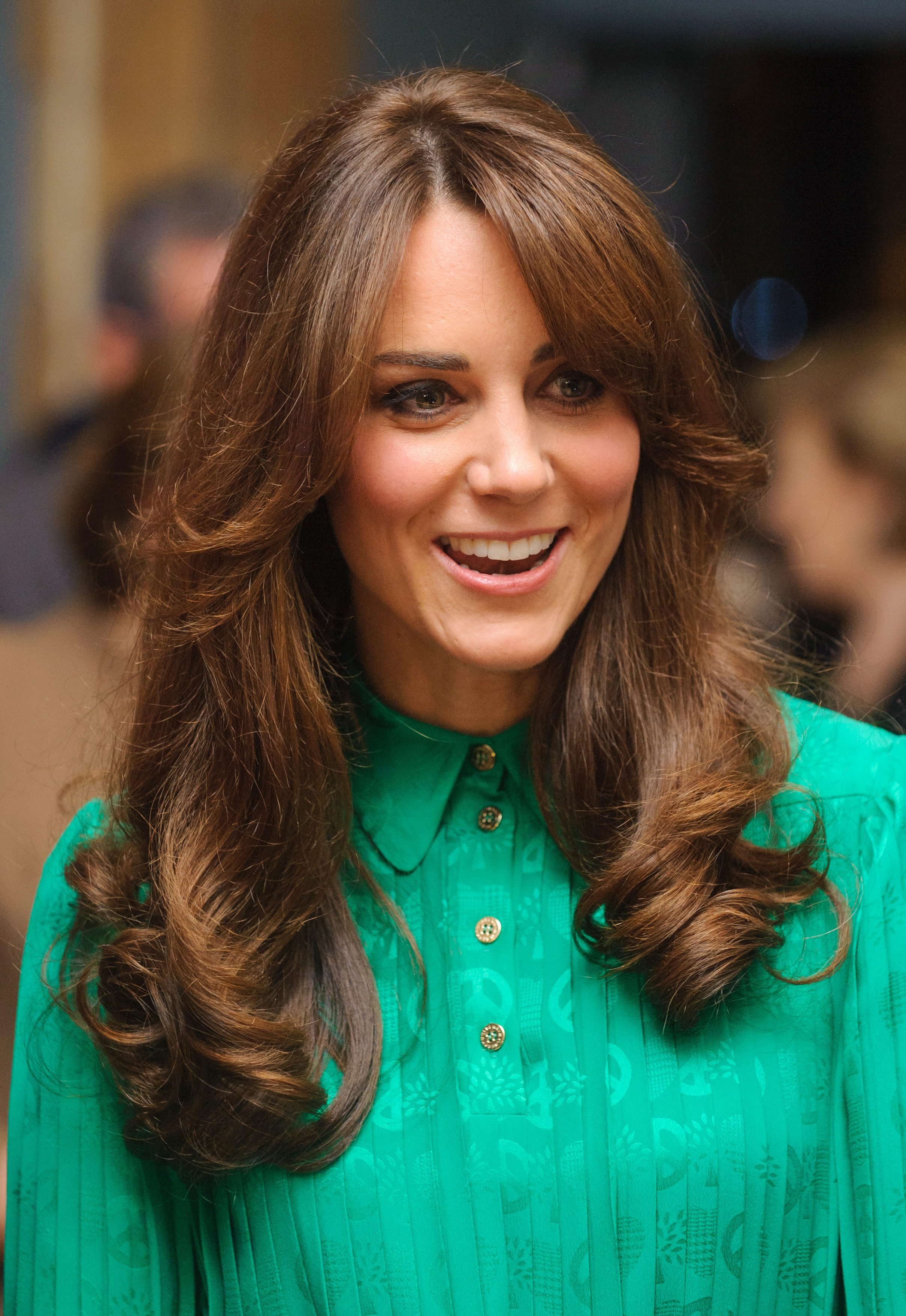 Kate Middleton in green with bangs