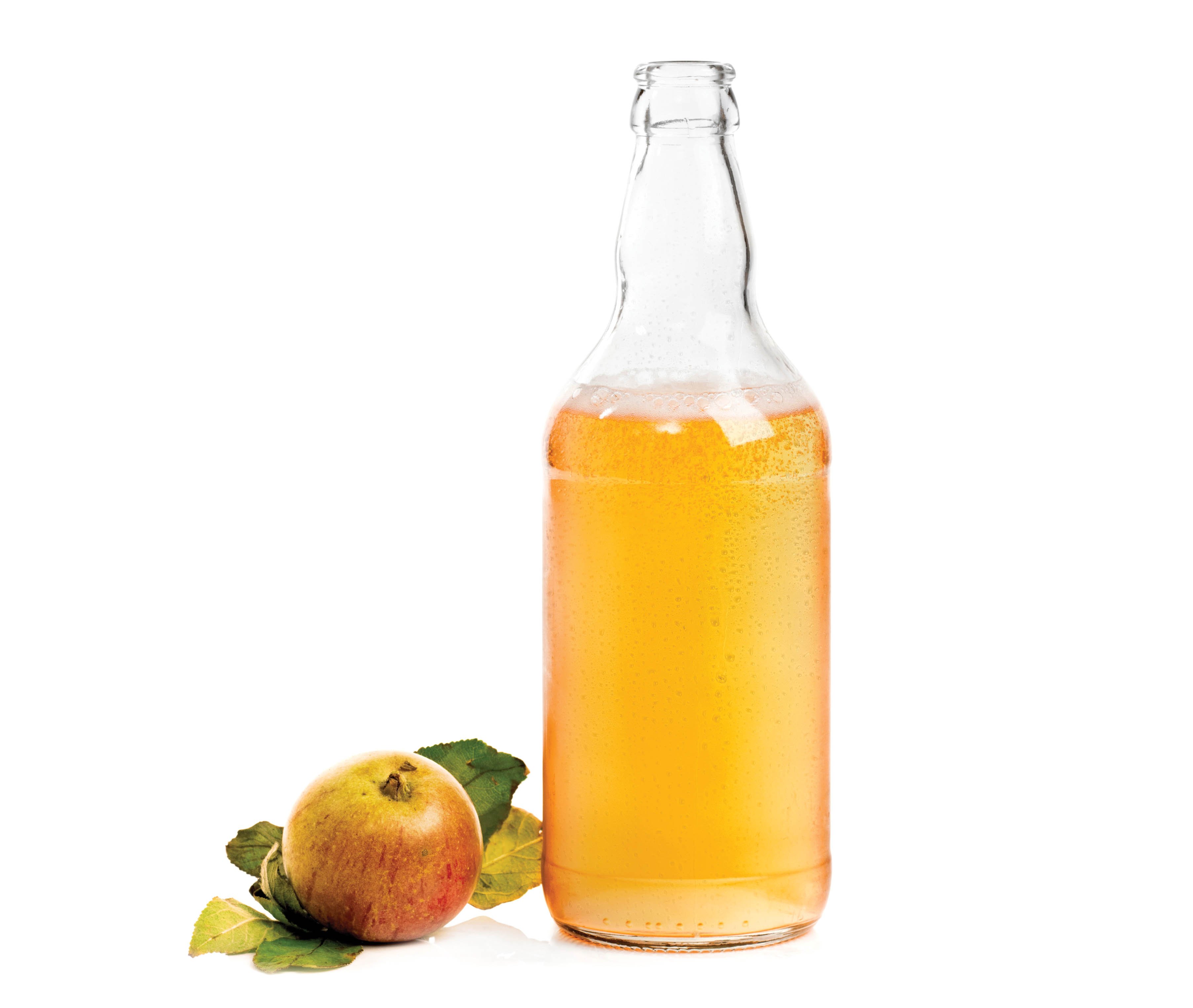 Apple and apple cider in glass bottle, Feb 13, p24
