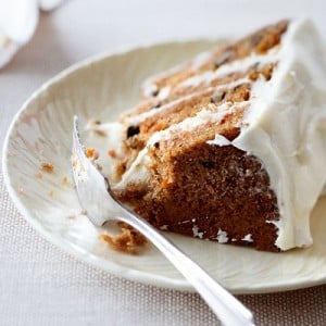 Carrot cake with white chocolate icing
