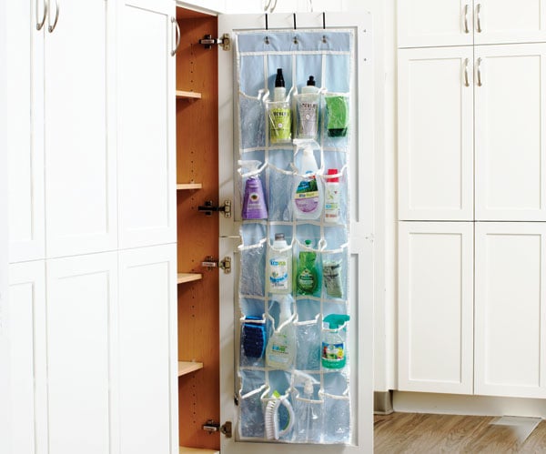 Debbie-Travis-closet-organizer-shoe-rack-with-bottles-of-cleaning-solutions