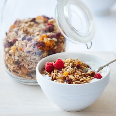 Maple and candied ginger granola