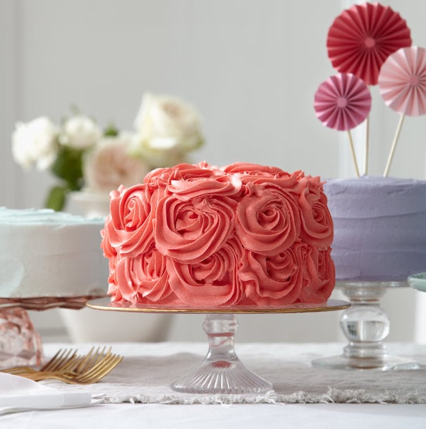 Cherry cake with marzipan roses