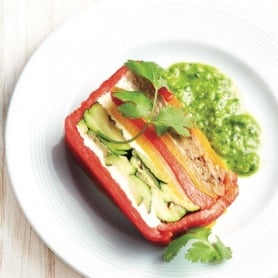 Grilled vegetable terrine with chimichurri sauce