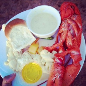 Fresh lobster on the beach. What could be better?