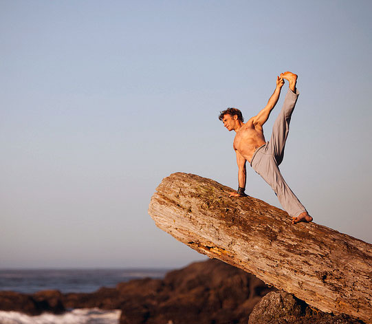 Eoin Finn doing yoga in nature