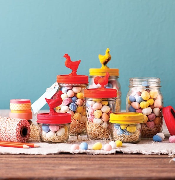 Easter egg decorations in Mason jars DIY craft