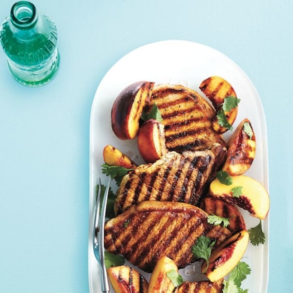 dinner plan: Honey-lime grilled pork chops with peaches