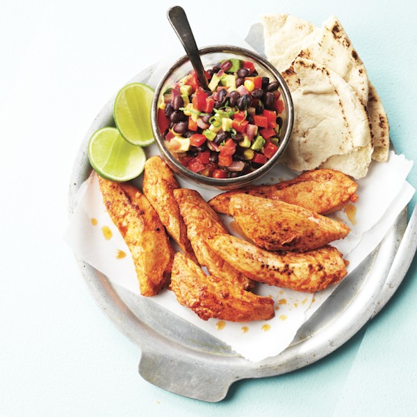 Zesty lime and garlic chicken with Mexican bean salad