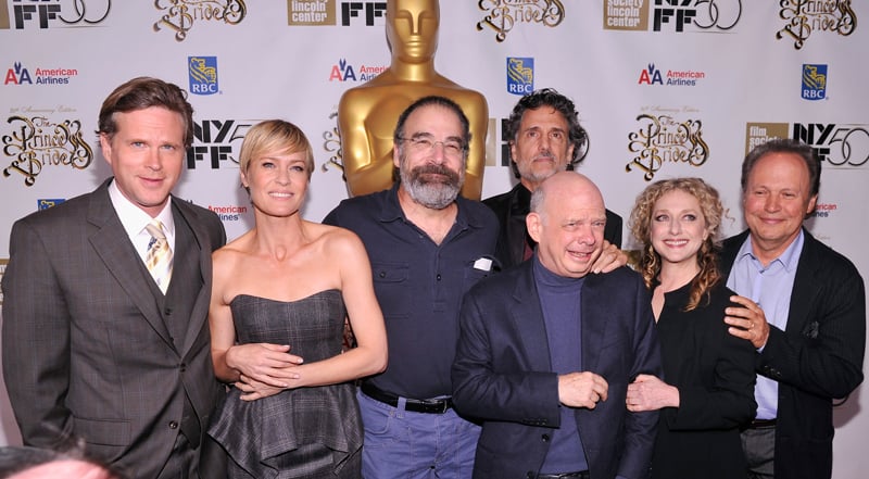 From left: Cary Elwes, Robin Wright, Mandy Patinkin, Chris Sarandon, Wallace Shawn, Carol Kane, and Billy Crystal. Celebrating the 25th Anniversary at the New York Film Festival. Alice Tully Hall, Lincoln Center. October 2, 2012. Photo by Stephen Lovekin/Getty Images