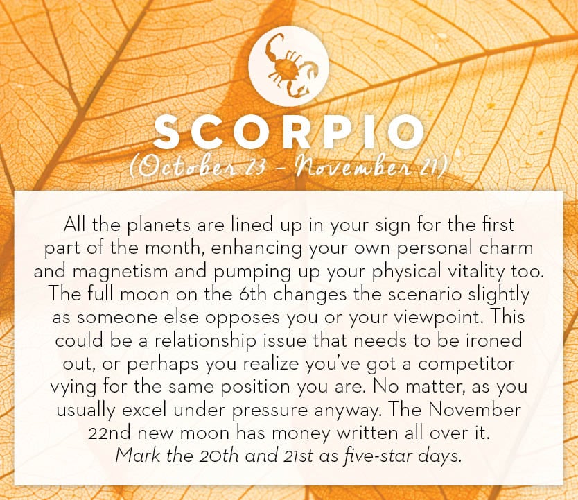 Months sign scorpio zodiac Scorpio Zodiac