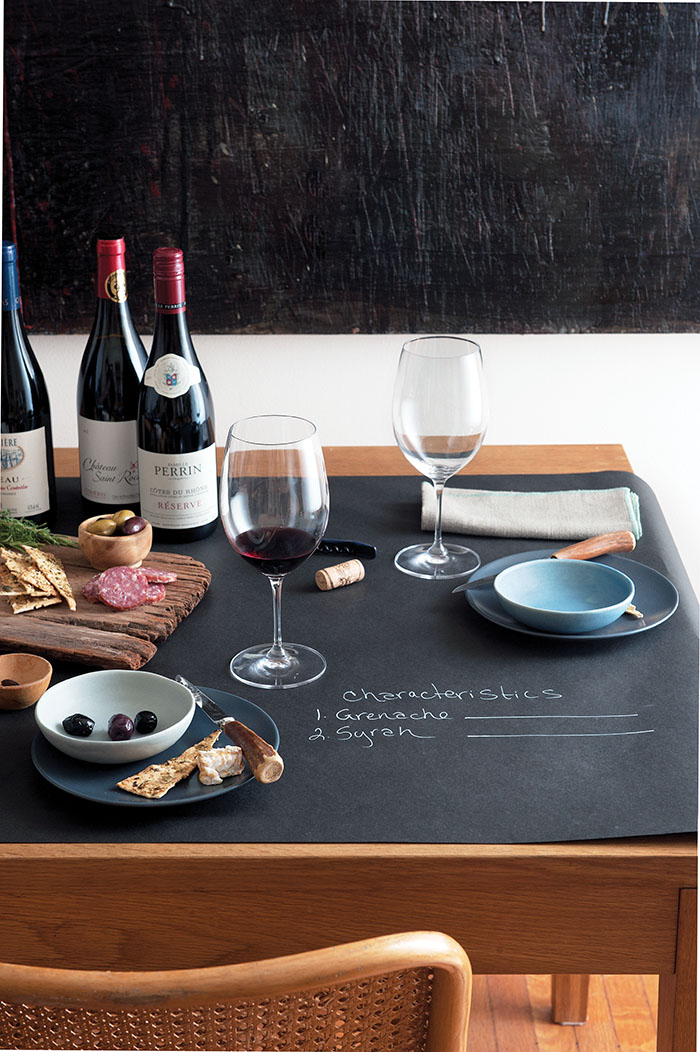 wine tasting chalkboard paper runner notes dining dining table