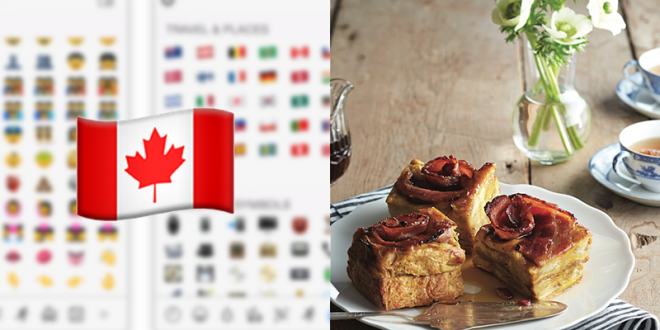 Canadian-flag emoji, Emojipedia.org. French toast, Roberto Caruso.