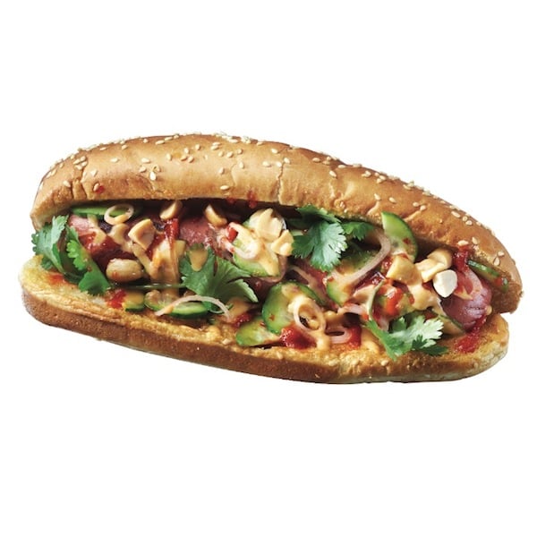 Thai spicy peanut hot dog