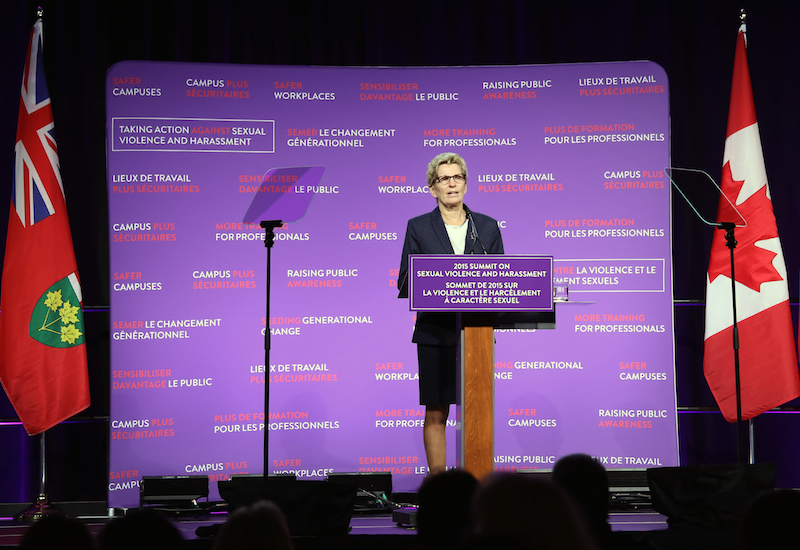 Kathleen Wynne, speaking at the Sexual Violence and Harassment summit. 