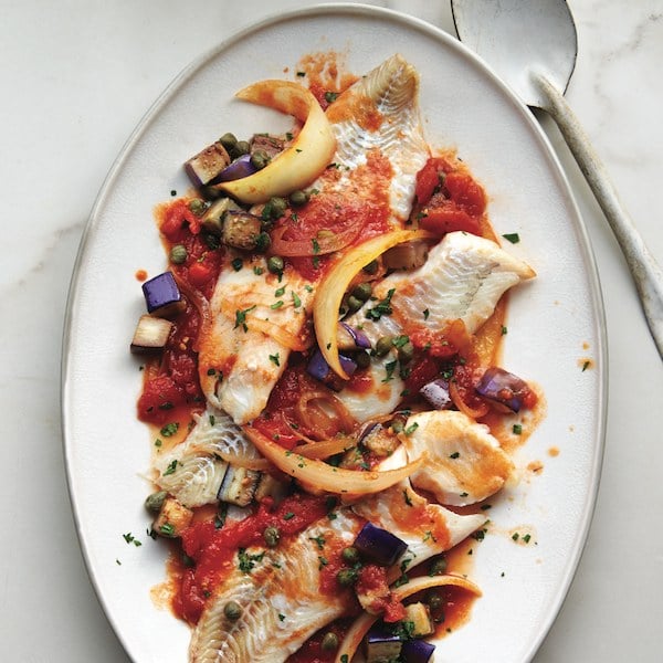 Smoky and saucy haddock, using a whole can of tomatoes
