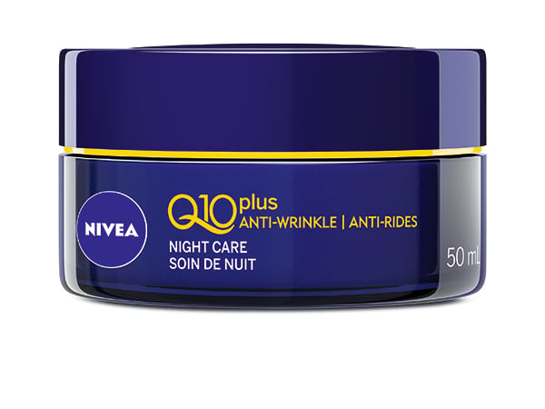 <p class="p1"><span class="s1">This cream contains coenzyme Q10, which is similar to a skin-firming compound that naturally diminishes with age. Not so fast, time. </span><span class="s1"><em><a href="http://www.en.nivea.ca/products/face-care/q10plus/q10-plus-anti-wrinkle-night-creme" target="_blank">Nivea Anti-Wrinkle Q10plus Night Care</a>, $20.</em>  </span></p>
<p></p>
