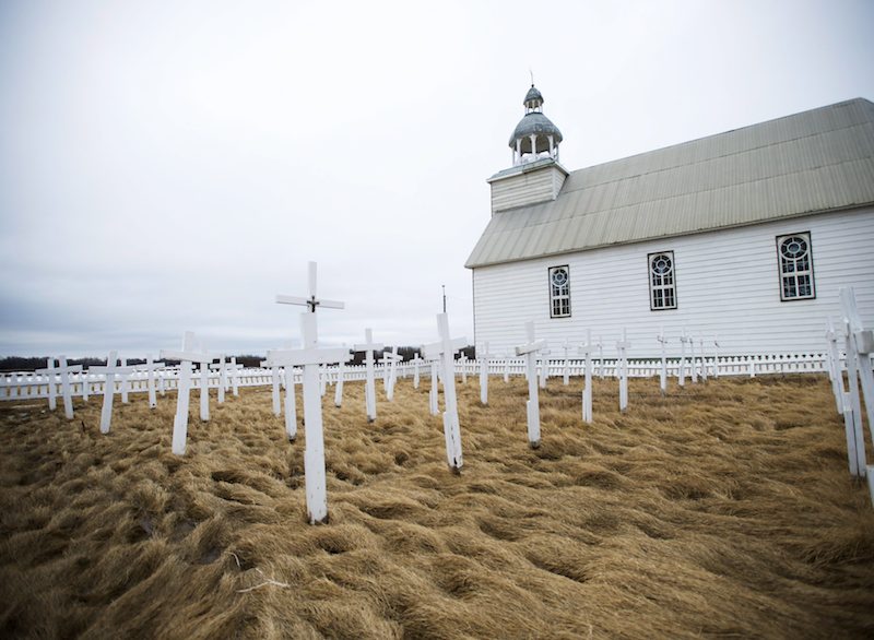 A cemetery in Attawapiskat. Photo, The Canadian Press/Nathan Denette.