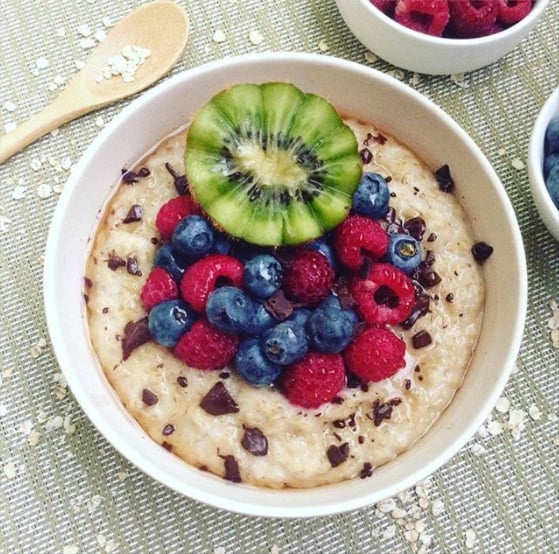 Oatmeal with fruit and chocolate