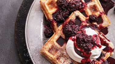 Brunch menus for Mother's Day: Blackberry waffles with compote