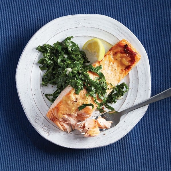 Salmon recipes: Spicy-sweet salmon with garlicky collard greens