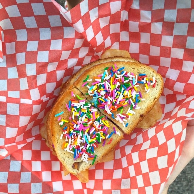 Rainbow grilled cheese sandwich_The Cheesery_CNE food 2016