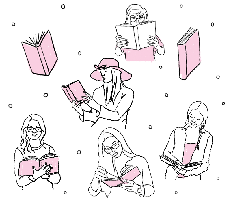 Women reading fall books