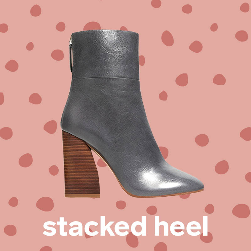 <p>A pair of stacked heel ankle boots will instantly step up your fall wardrobe game. The boots du jour are easy to spot thanks to a distinct chunky heel and a boot shaft that envelopes your legs’ well above ankles. The fresh silhouette deserves to be put on display, so wear them with skinny jeans or a flowing skirt/dress. </p>
<p>Leather ankle boots with wooden heel, $139, <a href="http://www.zara.com/ca/en/woman/shoes/ankle-boots/leather-ankle-boots-with-wooden-heel-c288001p3609999.html" target="_blank">Zara</a>.</p>
