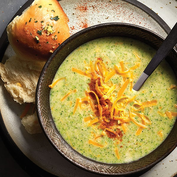 Cream of broccoli soup with cheddar (and no cream!)
